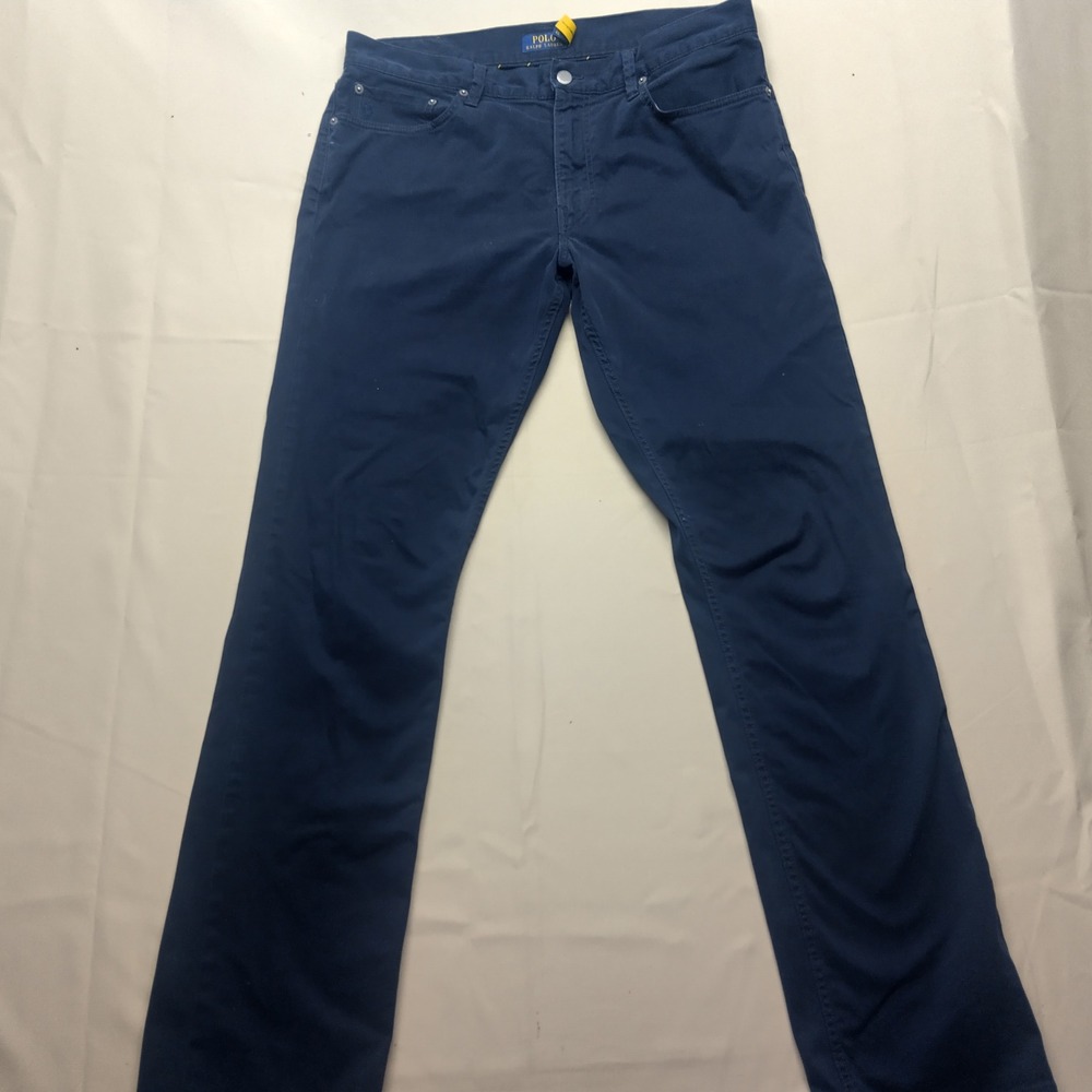 Polo Ralph Lauren Varick Slim Straight Navy Blue Chino Pants Mens 34x34